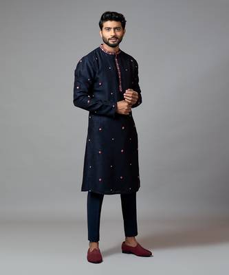 Bullion Rose Embroidered Kurta With Pant Pajama 3