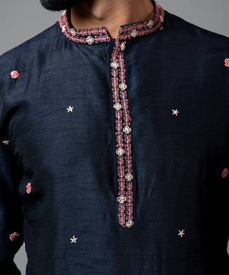 Bullion Rose Embroidered Kurta With Pant Pajama 4