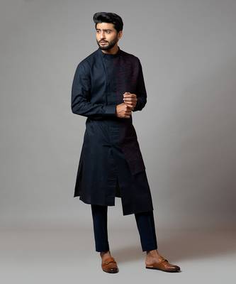 Assymetric Pintucks Kurta With Embroidery And Pant Pajama 2