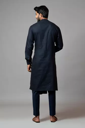 Assymetric Pintucks Kurta With Embroidery And Pant Pajama