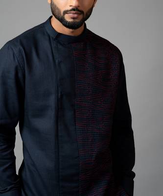 Assymetric Pintucks Kurta With Embroidery And Pant Pajama 4