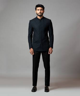 Bandhgala With Honeycomb And  Katdana Embroidery 1