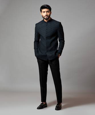 Bandhgala With Honeycomb And  Katdana Embroidery 2