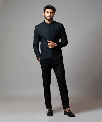 Bandhgala With Honeycomb And  Katdana Embroidery 3