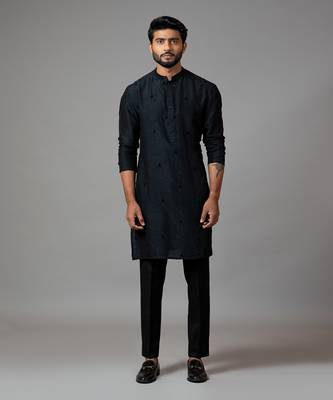 Kurta with bullion leaf embroidery comes with a pasted pant pajama 1