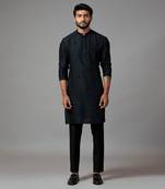 Kurta with bullion leaf embroidery comes with a pasted pant pajama