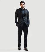 Black Minimal Embroidered Blazer Set