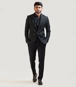 Black Embroidered Lapel Blazer set