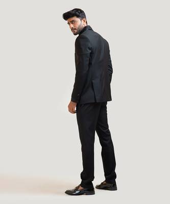 Black Embroidered Lapel Blazer set 5