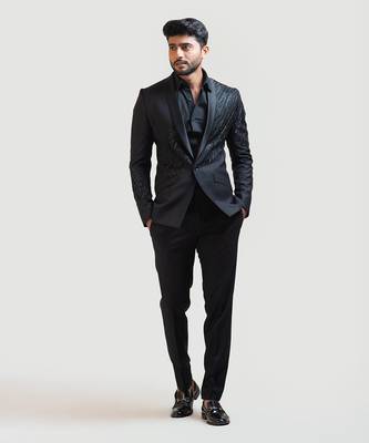 Black Rain Embroidered Blazer Set 1