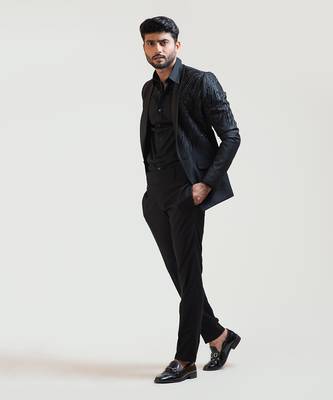 Black Rain Embroidered Blazer Set 2