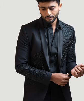 Black Rain Embroidered Blazer Set 4