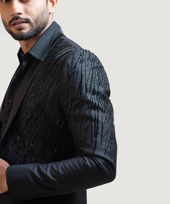 Black Rain Embroidered Blazer Set 5