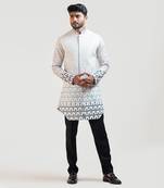 Grey Deconstructed Embroidered Achkan