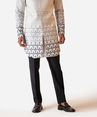 Grey Deconstructed Embroidered Achkan 3