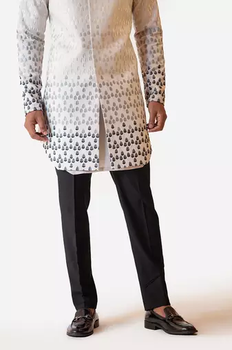 Grey Deconstructed Embroidered Achkan