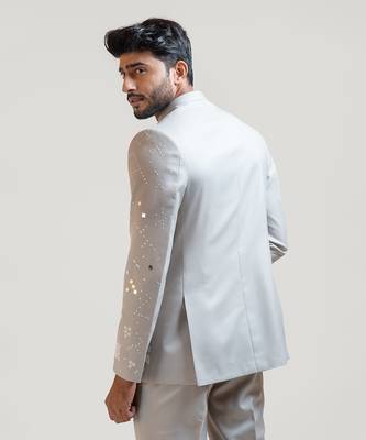 Grey Applique work Prince coat 4