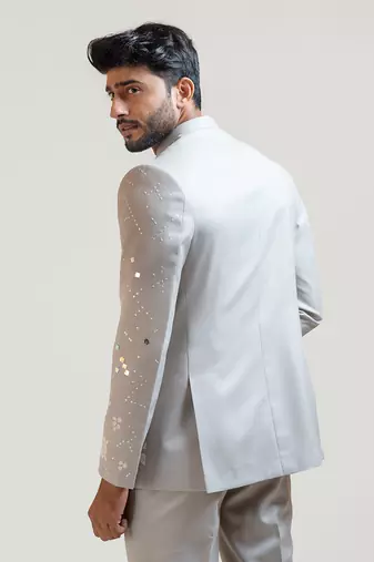 Grey Applique work Prince coat