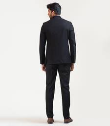 Black Pintucks Embroidered Princecoat With Velvet Detailing