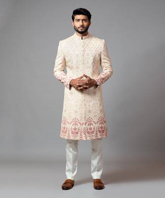 Floral Embroidered Aari Work Sherwani With Pant Pajama 1