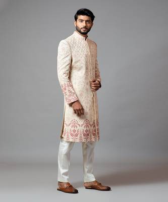 Floral Embroidered Aari Work Sherwani With Pant Pajama 2