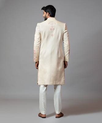 Floral Embroidered Aari Work Sherwani With Pant Pajama 3
