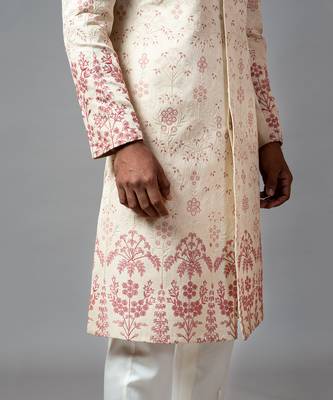 Floral Embroidered Aari Work Sherwani With Pant Pajama 5