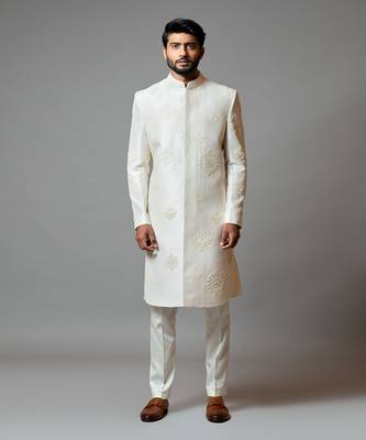 White Embroidered Sherwani 1