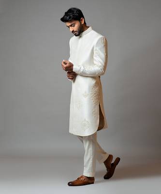 White Embroidered Sherwani 3