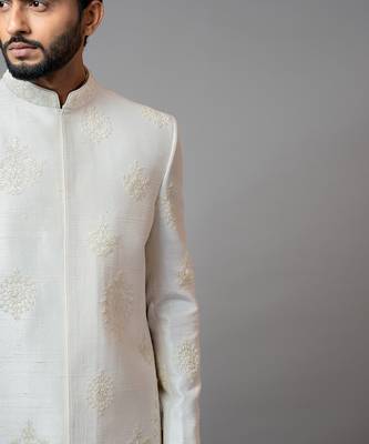 White Embroidered Sherwani 4