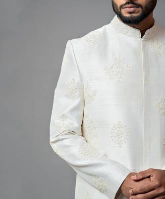 White Embroidered Sherwani 5