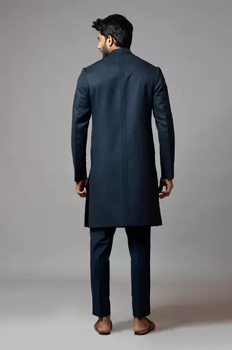 Pintucks And Sequin Embroidered Achkan