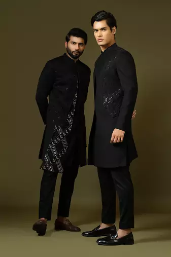 Black Achkan Set