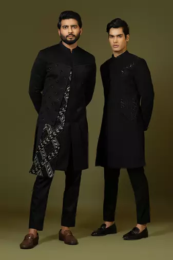 Black Achkan Set
