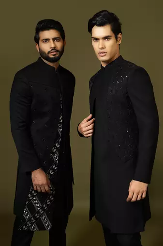 Black Achkan Set