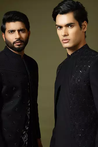 Black Achkan Set