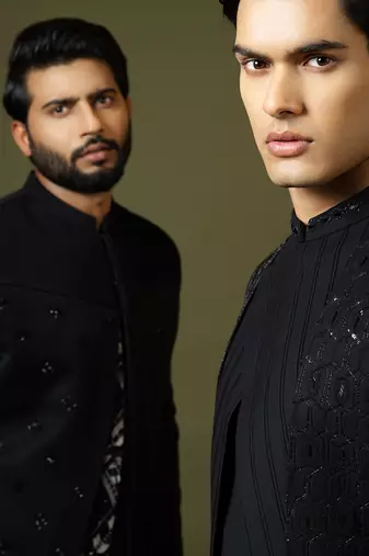 Black Achkan Set