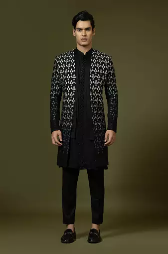 Black Achkan Set