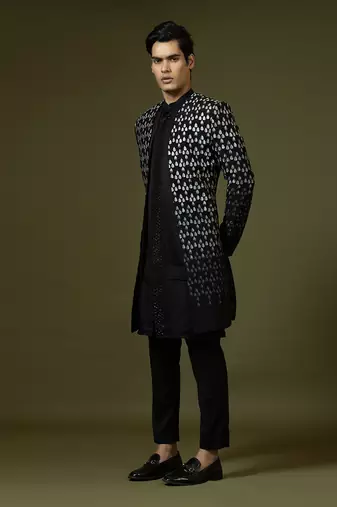 Black Achkan Set