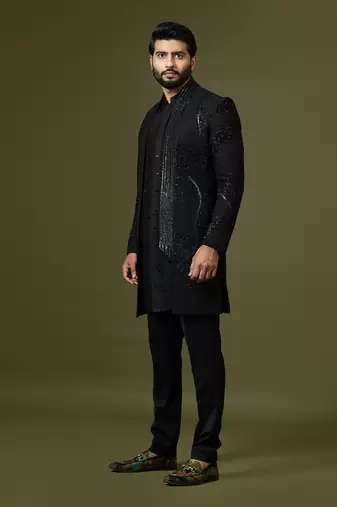 Oreo Black Achkan Set