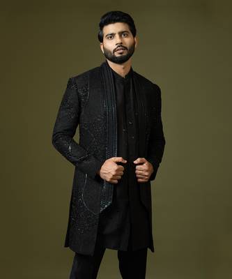 Oreo Black Achkan Set 8