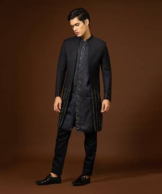 Blue Black Achkan Set 1