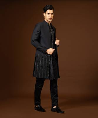 Blue Black Achkan Set 2