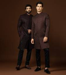 Red Wine Achkan Set