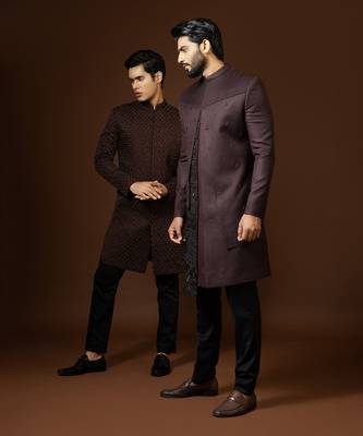 Red Wine Achkan Set 5