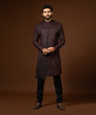 Red Wine Achkan Set 1