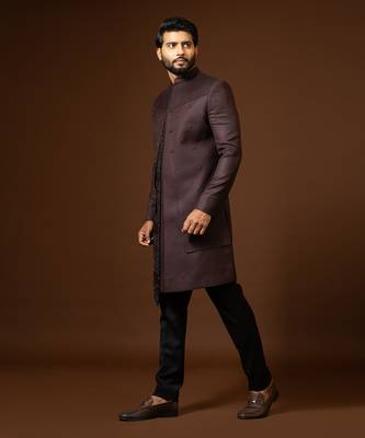 Red Wine Achkan Set 6