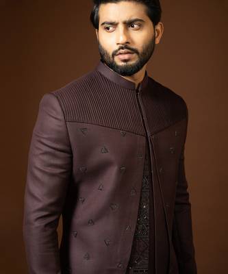 Red Wine Achkan Set 8