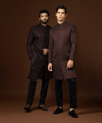 Red Wine Achkan Set 2