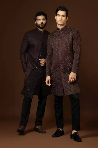 Red Wine Achkan Set